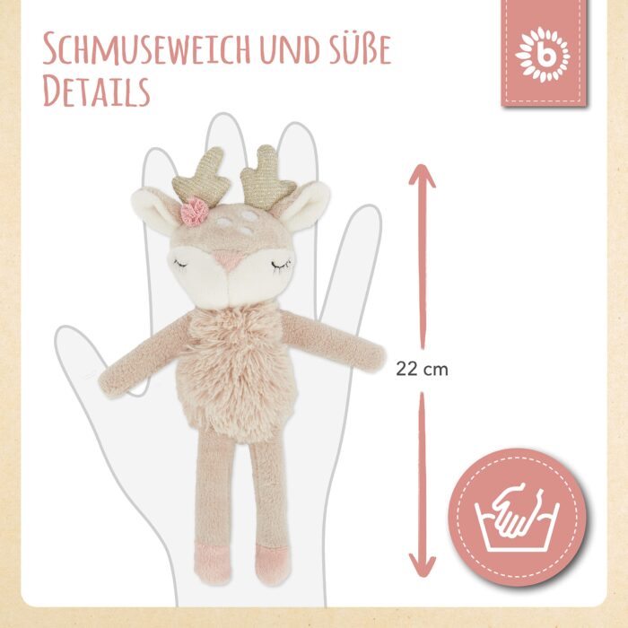 Bieco Kuscheltier Reh Ella mit Rassel | Baby Kuscheltier ab 0 Monate Stofftier Baby Plüschtier R – Bild 5
